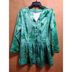 Shamrock lucky Saint Patrick's Day Green blouse size Medium